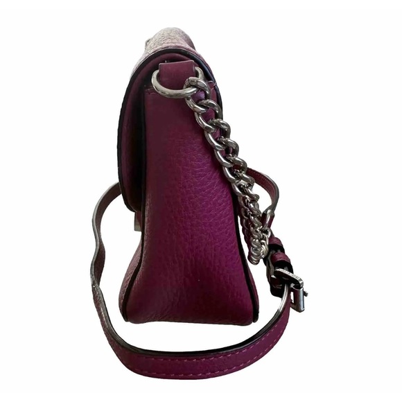MICHAEL KORS Fulton Raspberry Magenta Leather Small Crossbody Bag Pink Purse - Picture 4 of 6